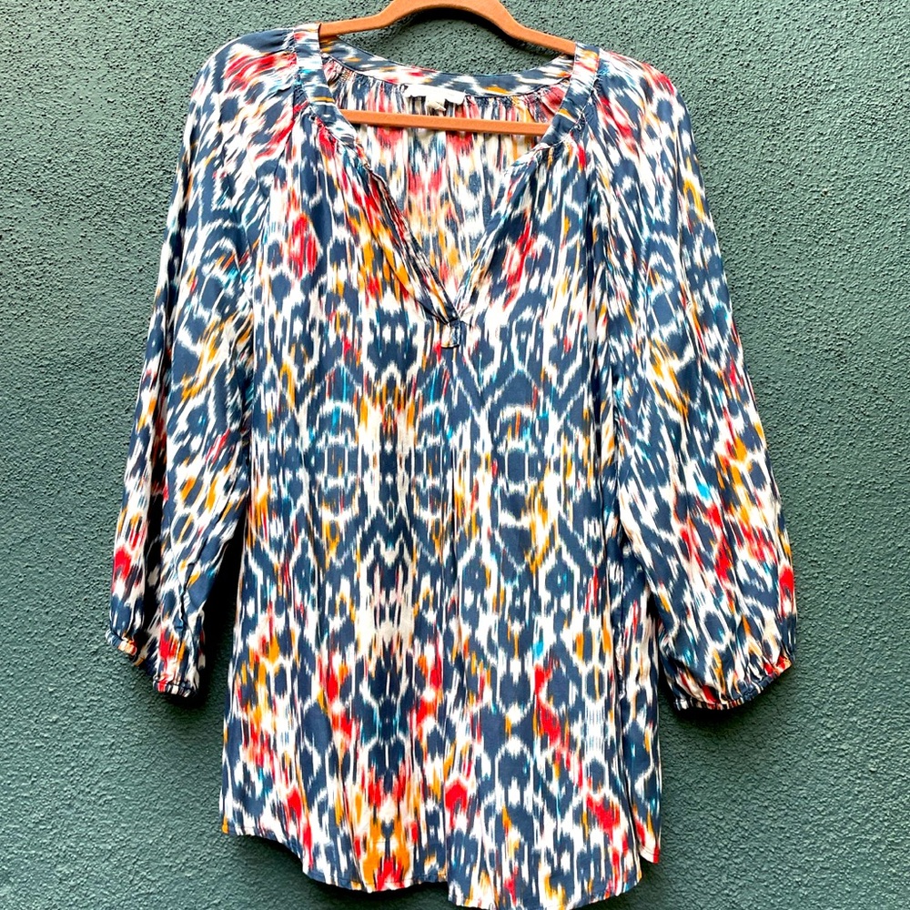 Colorful ikat patterned long sleeve shirt XL